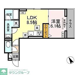 セレスティア桜上水 1LDKの間取図画像