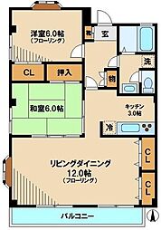 サウスコート 2LDKの間取図画像