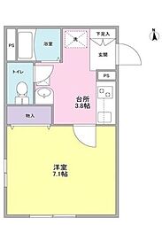 東川フラッツ 1Kの間取図画像