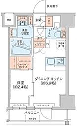 アジールコート新高円寺 1DKの間取図画像