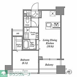 ACP Residence 中野新橋 1LDKの間取図画像