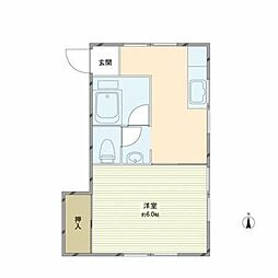 後閑薗 1階1Kの間取り