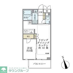 カールスルーエ吉祥寺 2階1LDKの間取り