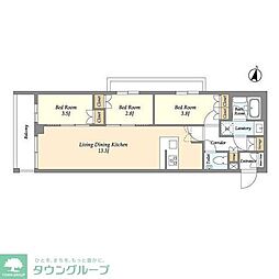 アジールコート練馬中村橋 2階3LDKの間取り