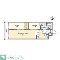 アジールコート練馬中村橋 4階2LDKの間取り
