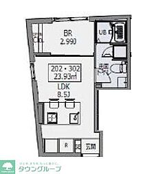 Ｈｅｕｒｅｕｘ中野若宮 2階1LDKの間取り