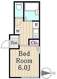ヴェルドミール 1階1Kの間取り