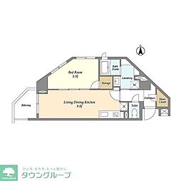 ウェルロード中野新橋 3階1LDKの間取り