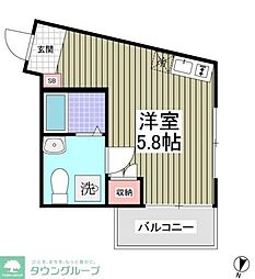 モデラート西新宿 3階ワンルームの間取り