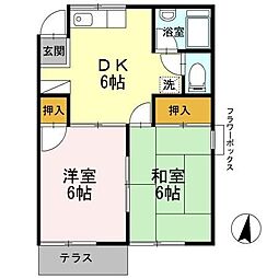 キャピタル高松台 2階2DKの間取り
