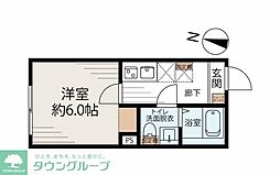 ホワイトキューブ若宮 1階1Kの間取り