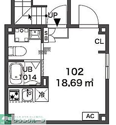 リバース笹塚 1階1Kの間取り