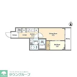 アヴァンカーサ三鷹 1階1DKの間取り