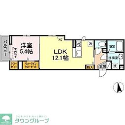 アンジュール中野 3階1LDKの間取り