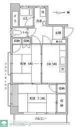 勇進ビル 2階2DKの間取り