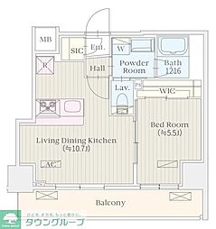 ケルスコート笹塚 8階1LDKの間取り