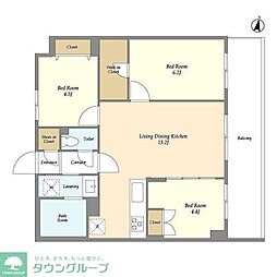 メゾンドオンディーヌ 3階3LDKの間取り