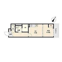 ラクラス三軒茶屋 3階1DKの間取り