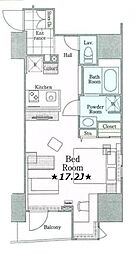 ロイジェントパークス四ツ谷 7階ワンルームの間取り