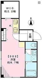 マリースール 3階ワンルームの間取り