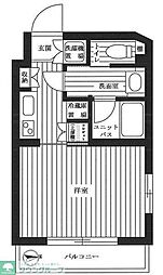 ルーブル富士見台 2階1Kの間取り