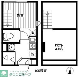 Coron Heiwadai 105 1階ワンルームの間取り