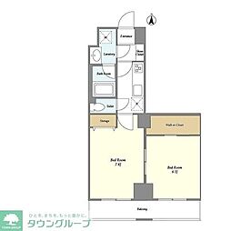シェル中野弥生町 2階2Kの間取り