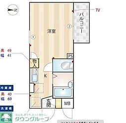 メインステージ中野坂上 1階1Kの間取り