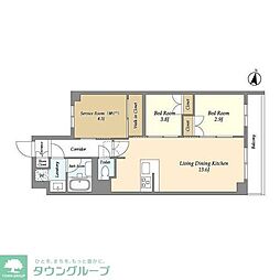 アジールコート練馬中村橋 1階2SLDKの間取り