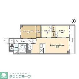 アジールコート練馬中村橋 2階2SLDKの間取り