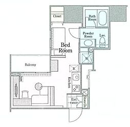 ロイジェントパークス四ツ谷 11階ワンルームの間取り