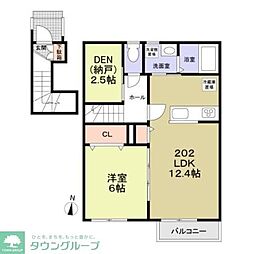 フォレストコートＡ棟・Ｂ棟 2階1SLDKの間取り