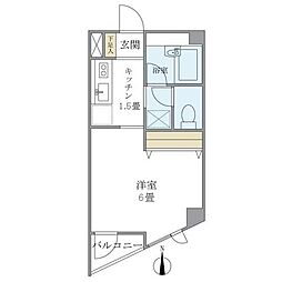 ヒルズガーデン 2階1Kの間取り