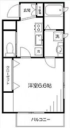 サンフォレスト 3階1Kの間取り