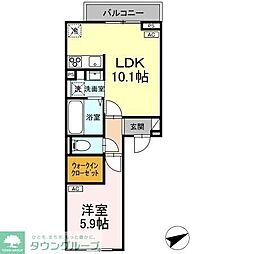 D-comodo関前 302 3階1LDKの間取り