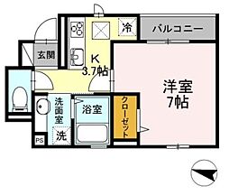 アビタシオン明大前 1階1Kの間取り