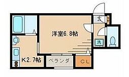 MANA-K 1Kの間取図画像