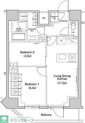ザ・パークハビオ中野富士見町ガーデン 2LDKの間取図画像