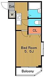 プレール・ドゥーク新高円寺 1Kの間取図画像