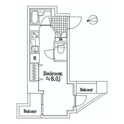 ラグジュアリーアパートメントヒガシナカノ2 ワンルームの間取図画像