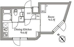 ATRIOFLATSNOGATA 1DKの間取図画像