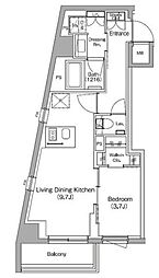 ザ・パークハビオ中野新橋 1LDKの間取図画像
