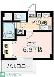 ティーズ 1Kの間取図画像