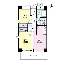 ヒルトップ中野 2LDKの間取図画像