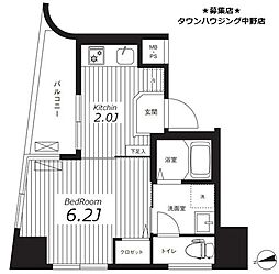 Reno新宿若松町 1Kの間取図画像