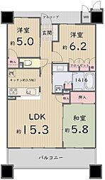サーパス太田中央公園二番館 3LDKの間取図画像