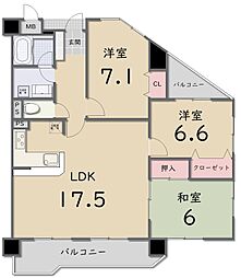 サンシャイン岡本 3LDKの間取図画像