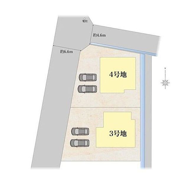 建物が隣接しない北側と西側の二面が道路に面した角地で、多方向からの通風が期待でき、一年中爽やかな風が通り抜ける快適な住環境です。