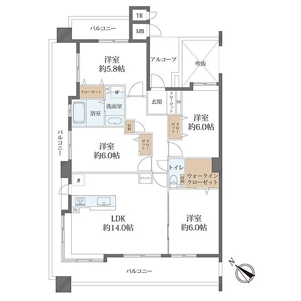 4LDK、価格4999万円、専有面積82.85m2、バルコニー面積30.86m2