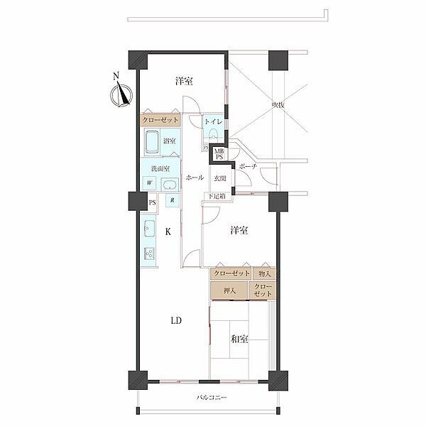 3LDK、価格2740万円、専有面積82.1m2、バルコニー面積8.96m2